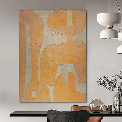 Orange - Beige Abstract Art for Bohemian Living Room & Tropical Art Gallery DLZ1885