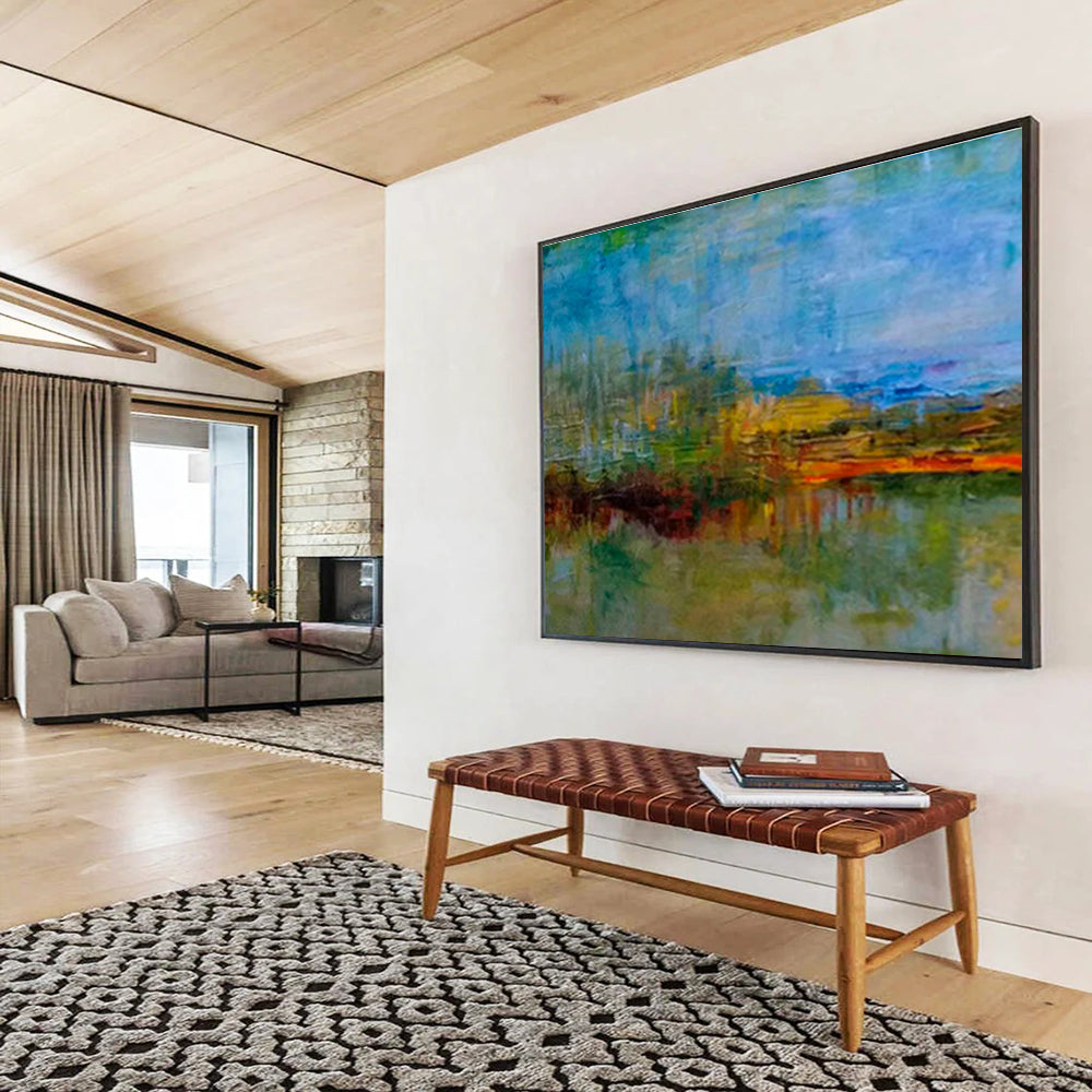Colorful Lakeside Abstract Art for Cozy Living Room DLZ2774
