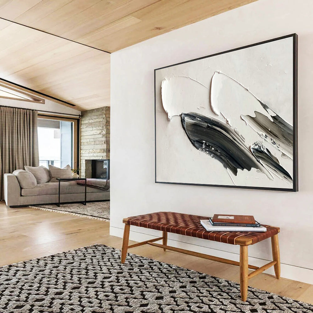 Black - White Abstract Art for Modern Art Gallery Monochrome Exhibits DLZ3292