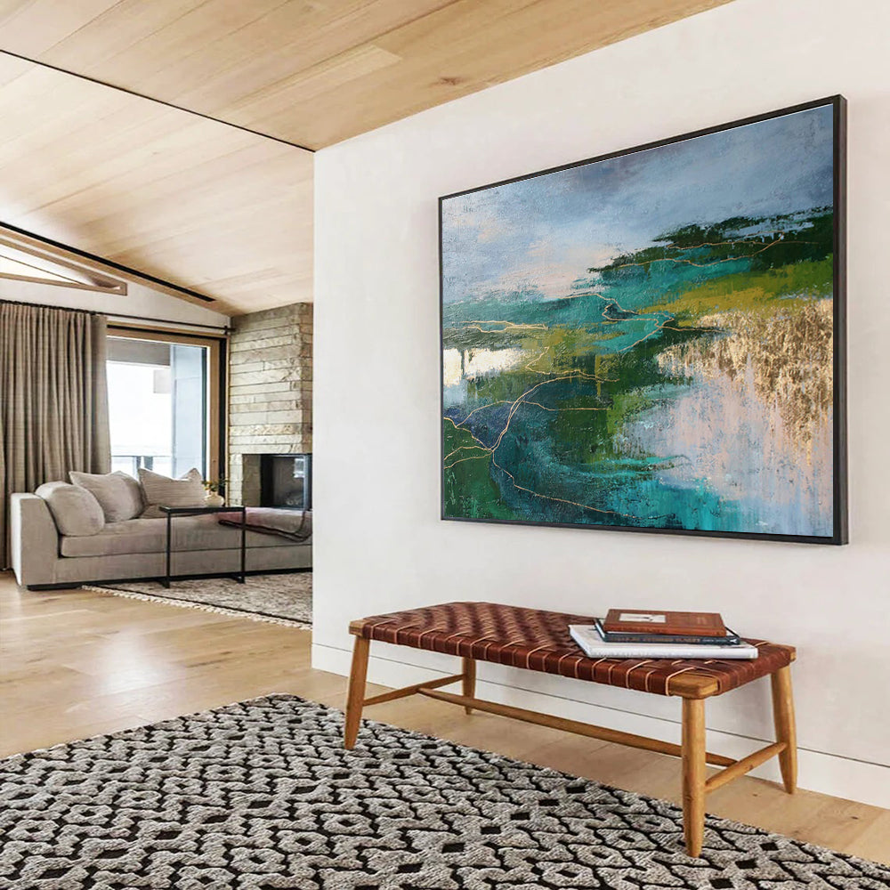 Gold - Line Landscape Abstract Art for Luxury Home Interiors DLZ2511