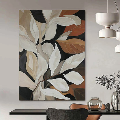 Neutral Leaf Art for Elegant Home Dining Room & Botanical - Themed Boutique DLZ1512