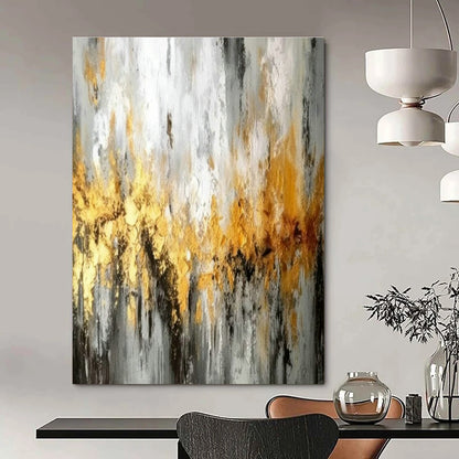 Gold - Gray Abstract Art for High - End Boutique & Art Deco Home DLZ1816
