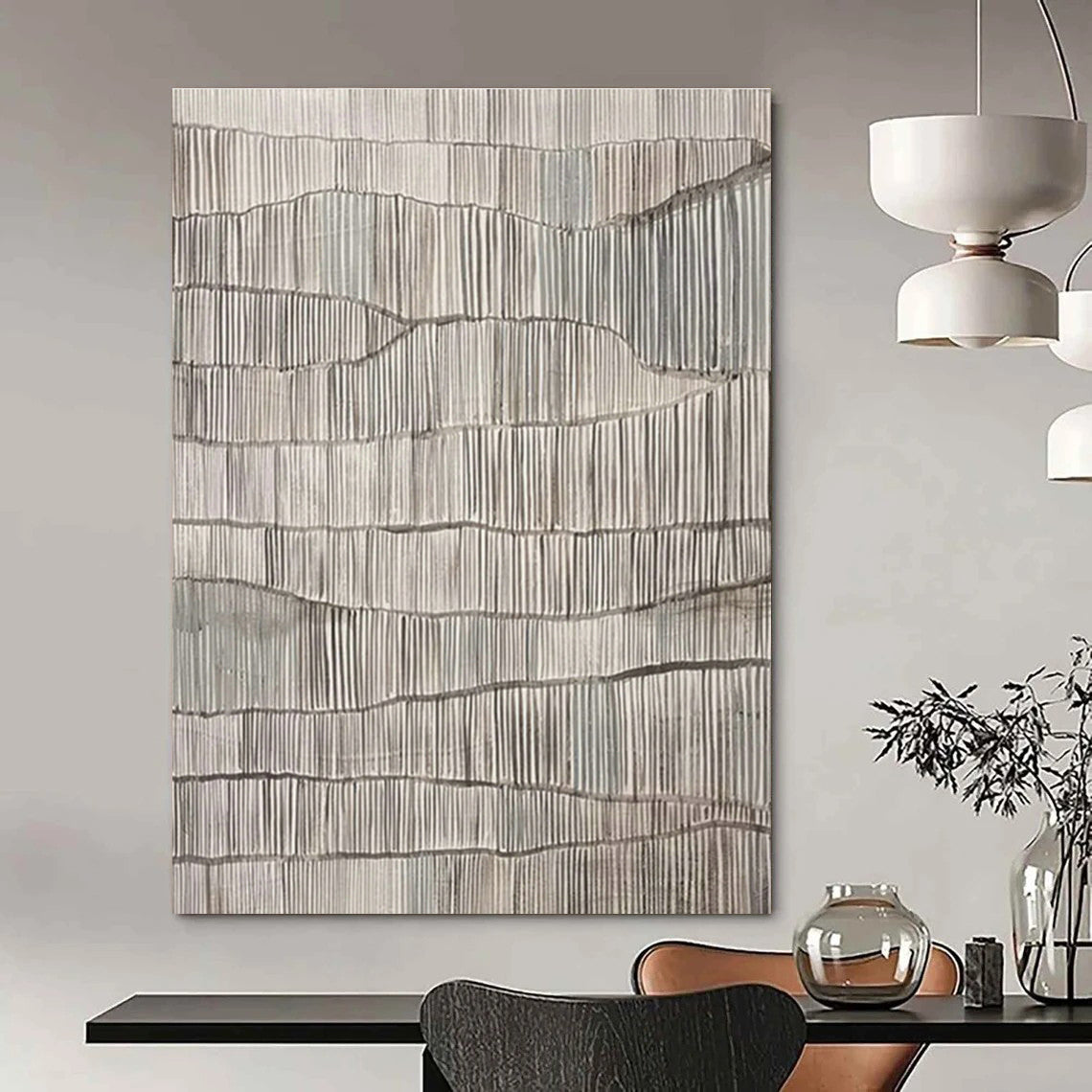 Wavy Line Textured Art for Coastal Restaurant & Art Gallery Atrium DLZ1041