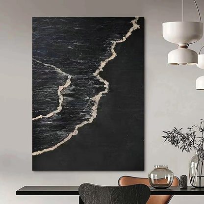 Black - Base Silver Wave Abstract for Avant - Garde Gallery & Nocturnal Music Venue DLZ0966