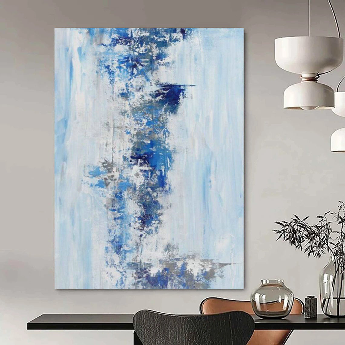 Blue - White Abstract Art for Coastal Home Entryway Walls DLZ0072