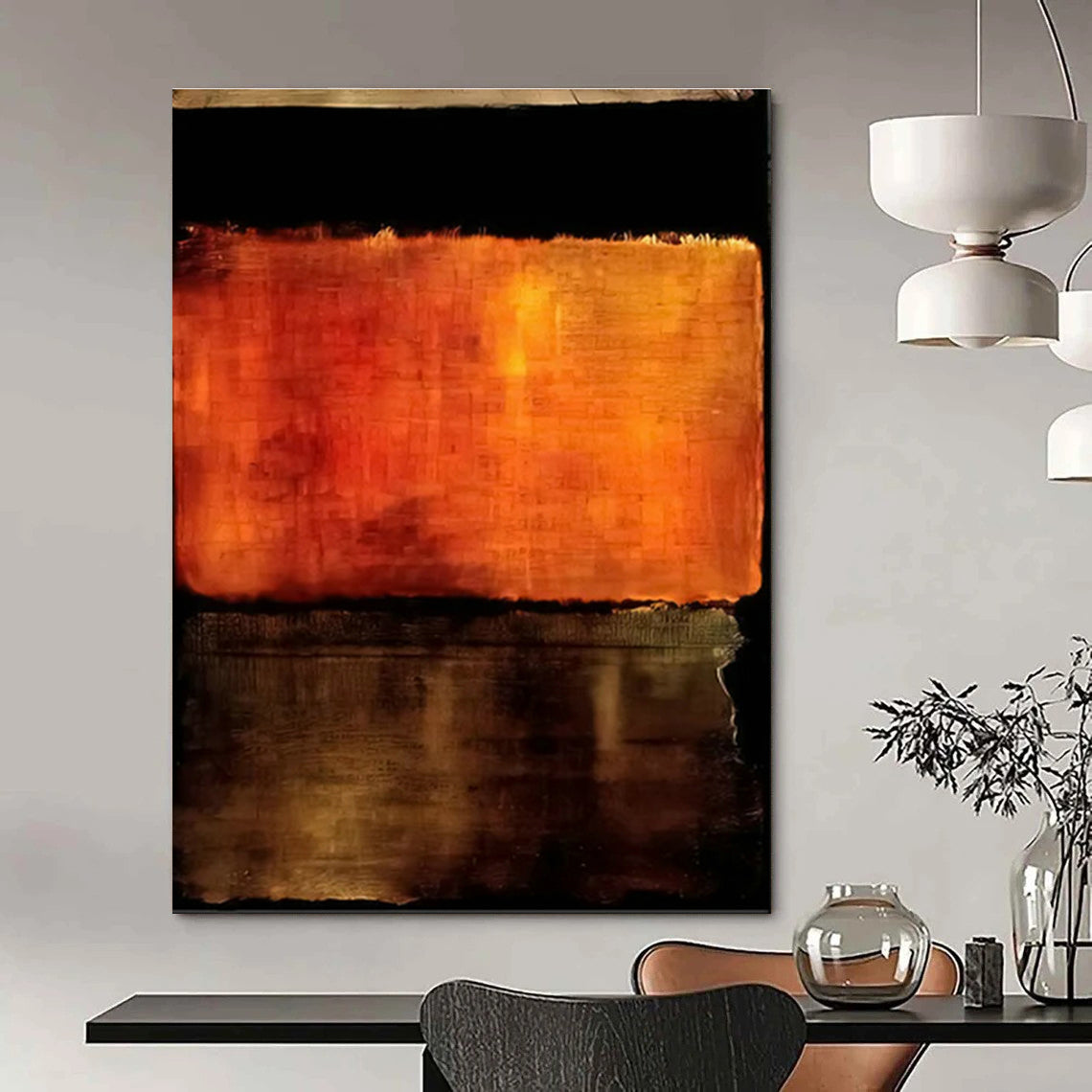 Textured Orange - Black Abstract Art for Contemporary Art Space & Industrial - Style Café DLZ2312
