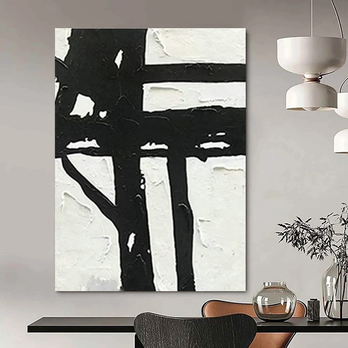 Black - White Abstract Pattern Art for Office & Living Room DLZ0435