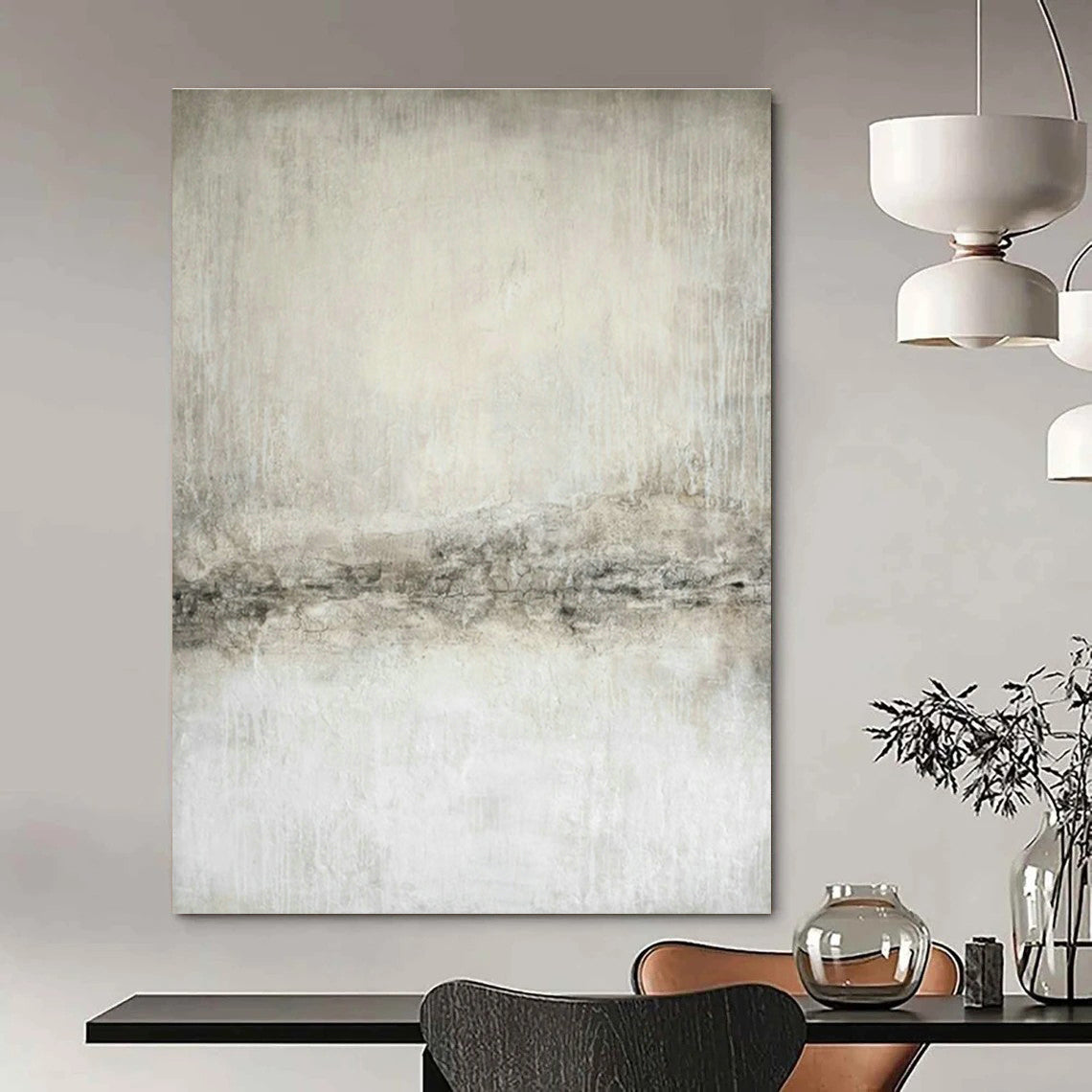 Light Gray Textured Abstract Art for Contemporary Gallery & Minimalist Bedroom DLZ1075