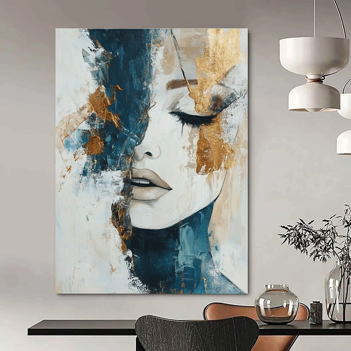 Abstract Woman with Gold Accents for Luxury Bedroom & High - End Fashion Boutique STSC361