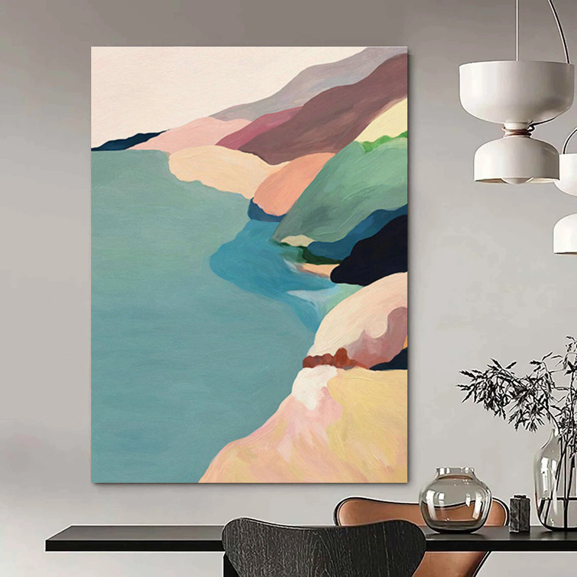 Color - Blocked Coastal Art for Beach House Living Room & Modern Seaside Café DLZ1420