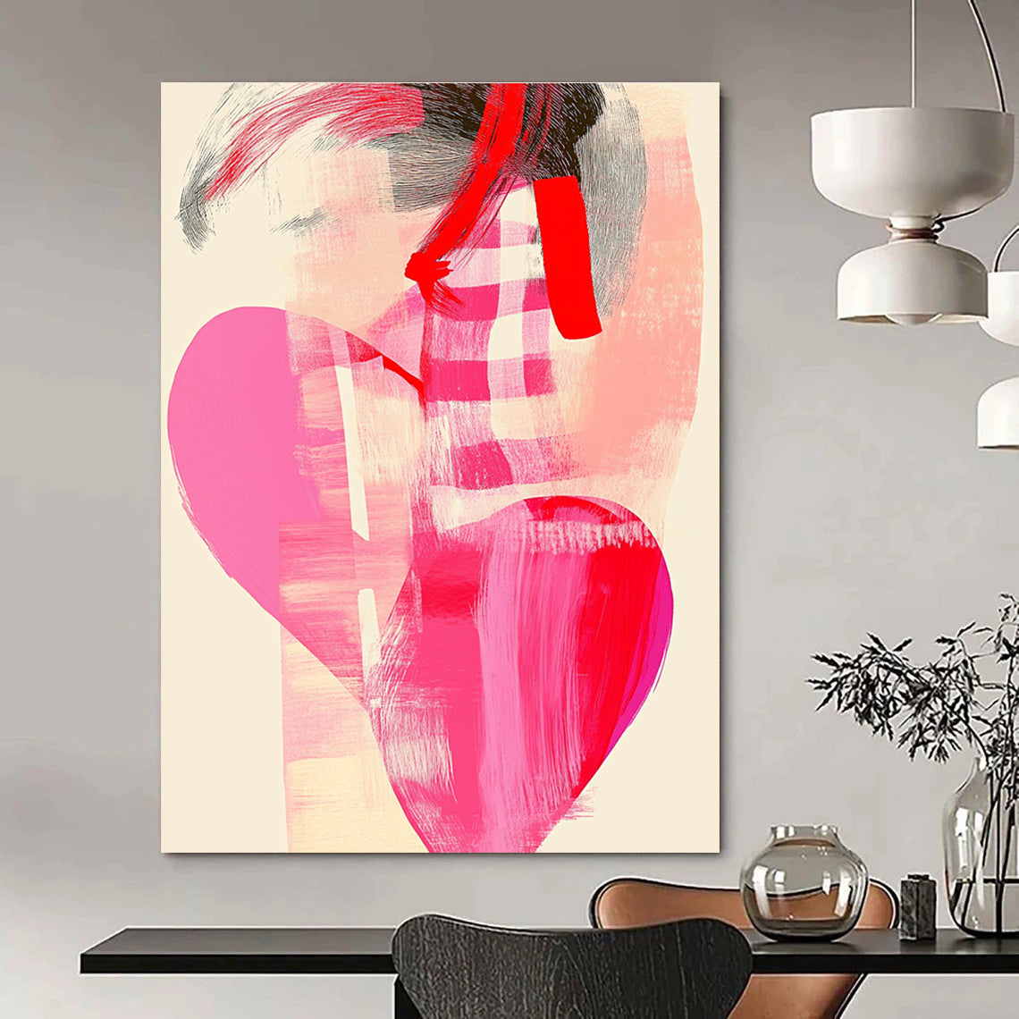 Pink and Red Abstract Figure for Bohemian Living Room & Fashion Boutique STSC858