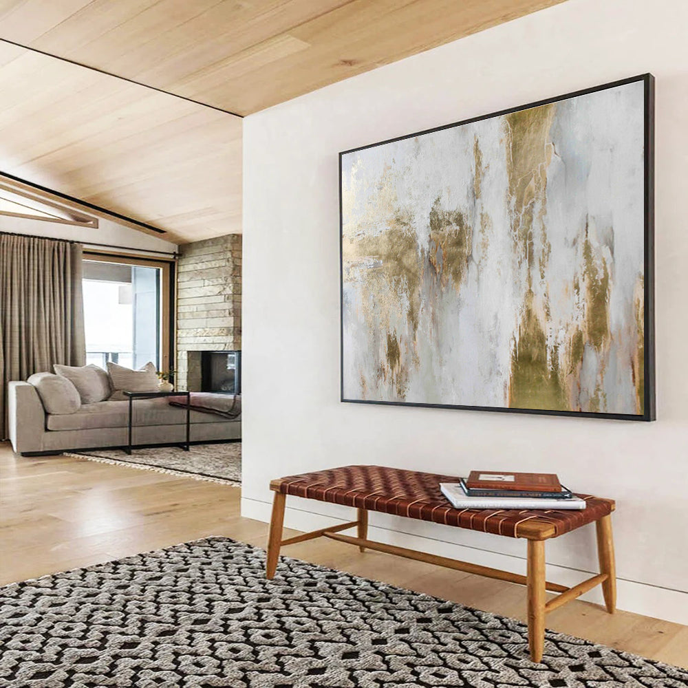 Gold - White Abstract Texture Art for Luxury Hotel Suite DLZ2905
