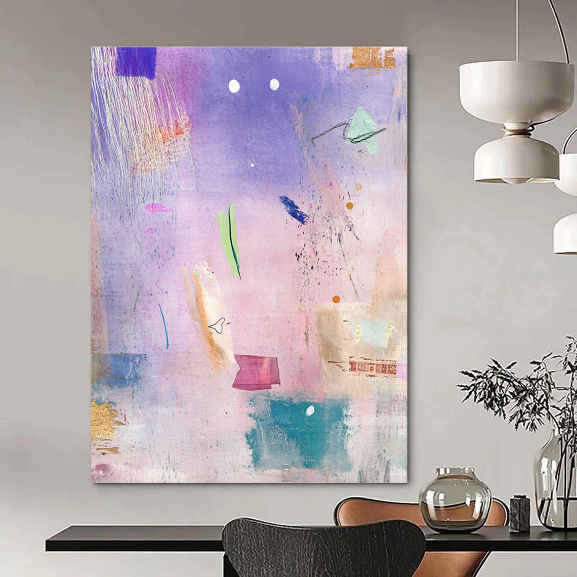 Pastel Abstract Collage for Feminine - Inspired Nursery & Whimsical Café STSC605