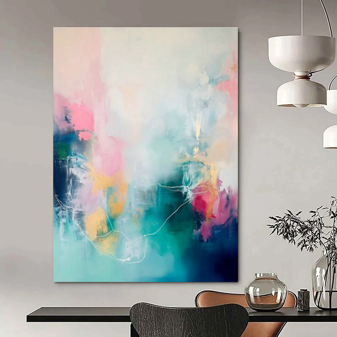 Soft Pastel Abstract Art for Modern Spa & Feminine Home Bedroom DLZ2082