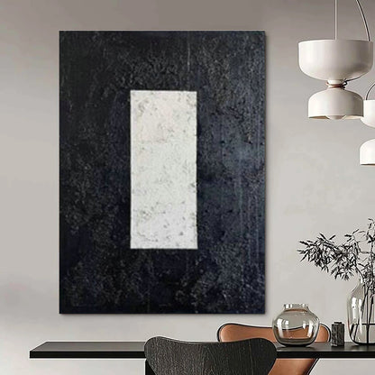Black and White Rectangular Abstract Art for Modern Office Reception & Minimalist Living Room DLZ1980