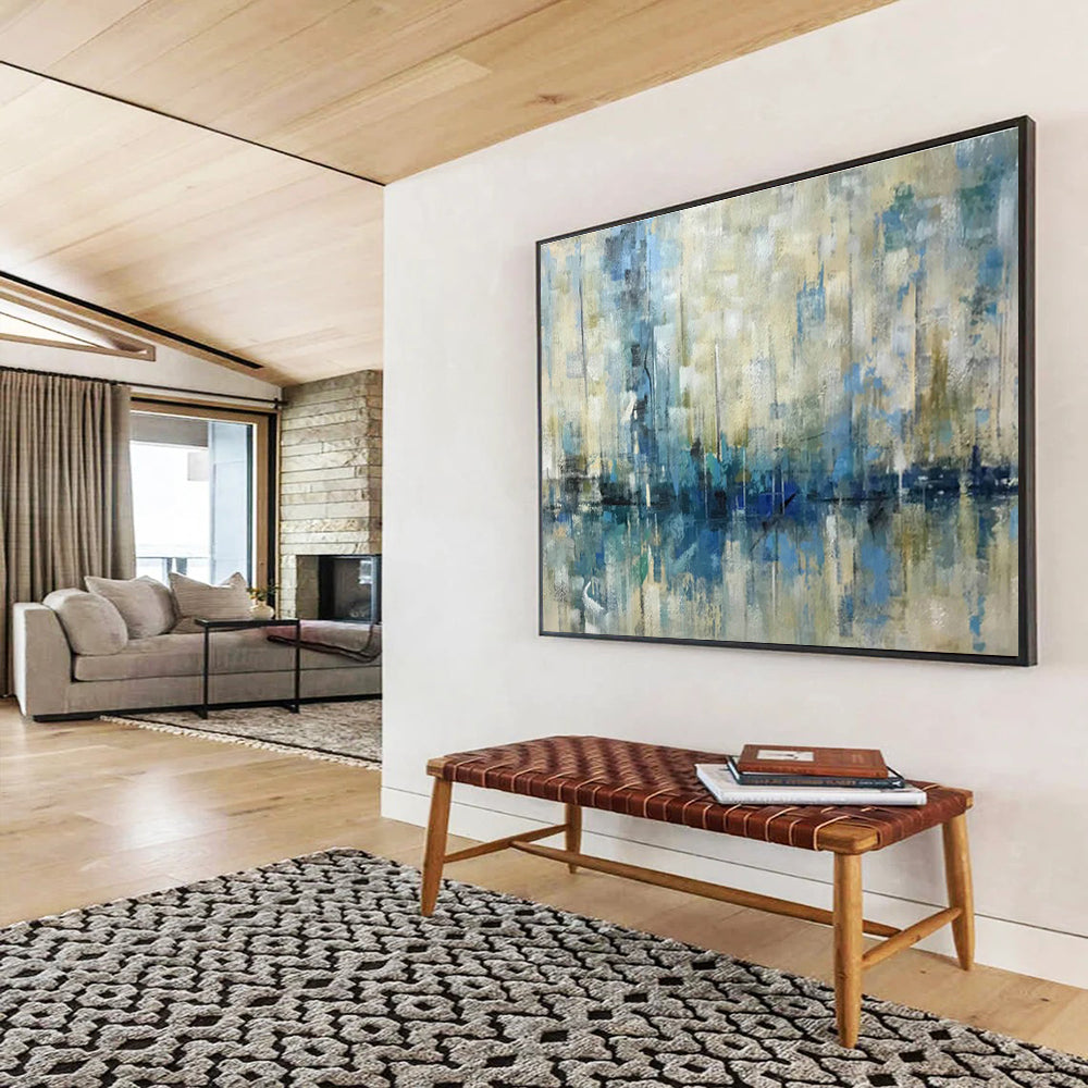 Blue - Toned Harbor Haze Art for Coastal Café Dining Areas DLZ2550