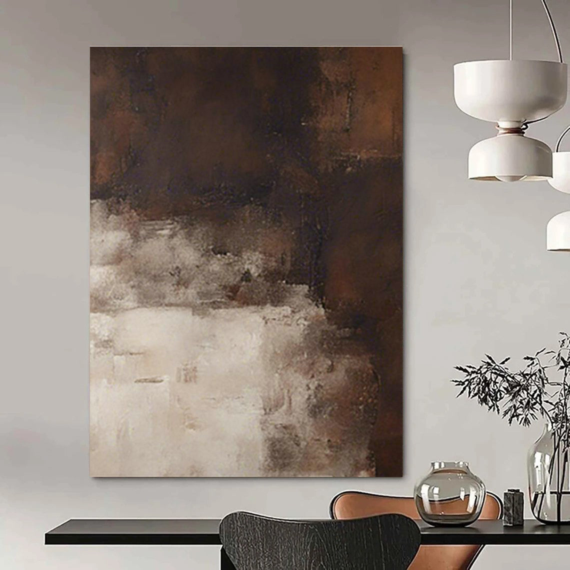 Brown and White Abstract Art for Rustic Home & Art - Themed Library DLZ2169