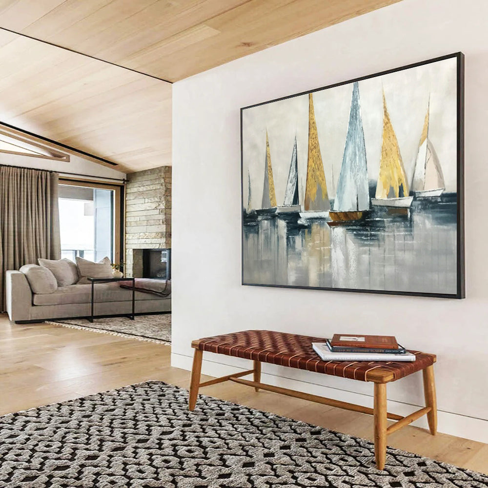 Sailboat Sea View Painting for Nautical - Themed Living Rooms DLZ2553