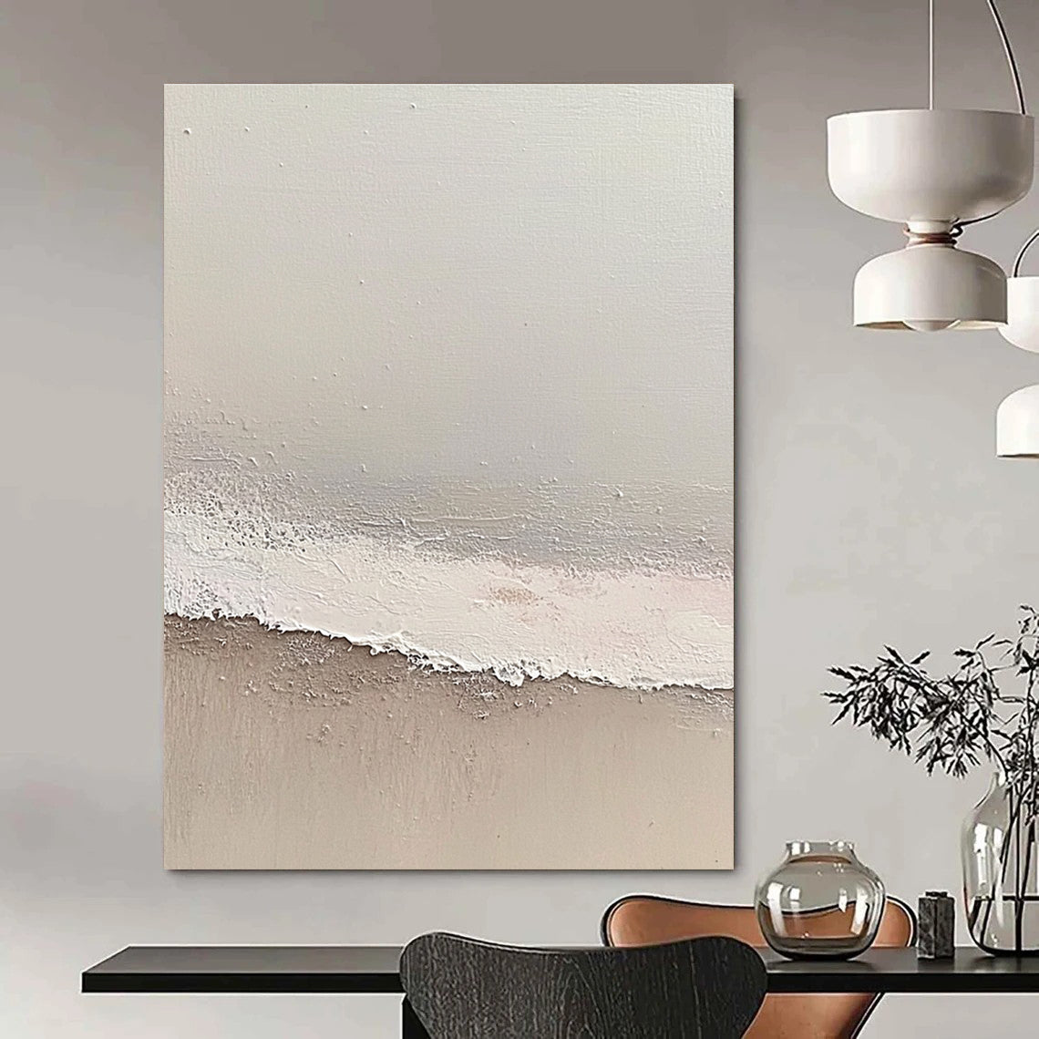 Minimalist Beige and White Art for Modern Home Office & Calm Home Library STSC1427
