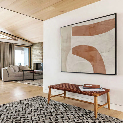 Brown - White Curved Abstract Art for Mid - Century Modern Dining Rooms DLZ2532