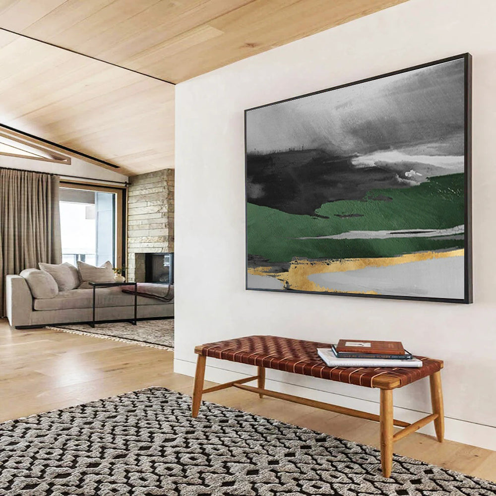Dark Green - Gold Abstract for Luxury Home Office DLZ2990