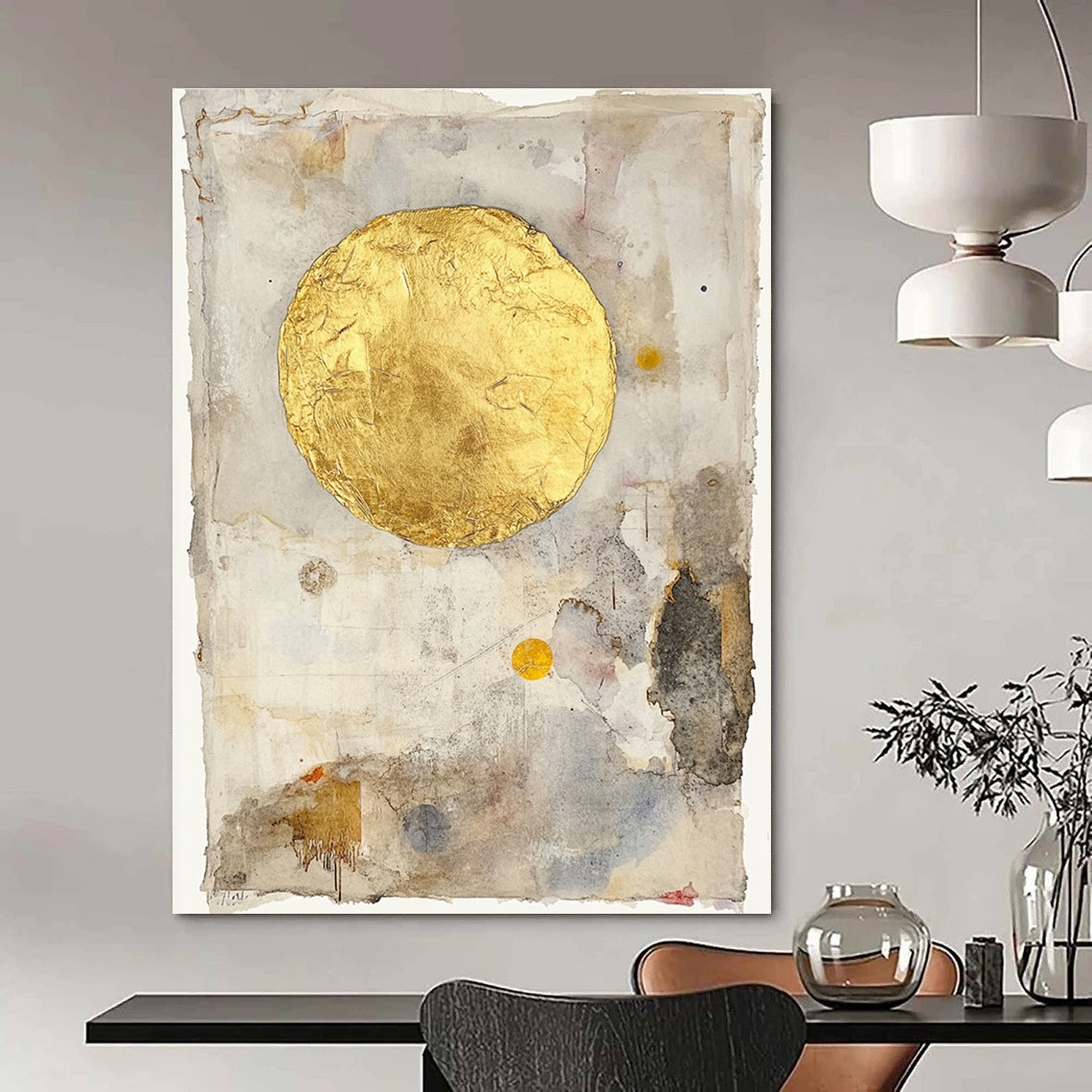 Gold Circle Collage for Art - Centric Lounge & Sophisticated Home Library STSC286