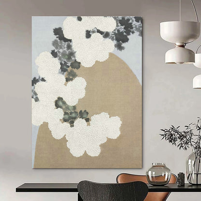 Oriental - Style White Chrysanthemum Art for Japanese Tea House & Minimalist Home Corridor DLZ1630