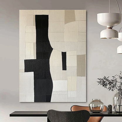 Black and White Patchwork Abstract for Minimalist Home Office & Modern Studio Space STSC392