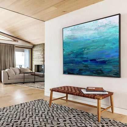 Blue - Green Ocean Abstract Art for Coastal Home Nook DLZ2761