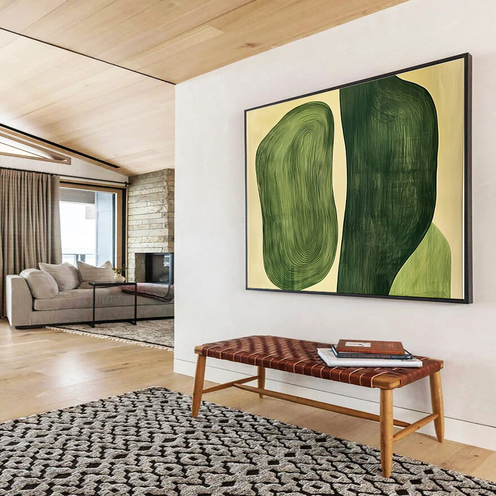 Green Organic Shapes Art for Eco - Friendly Café & Nature - Themed Bedroom SC204