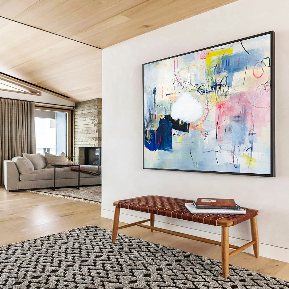 Abstract with Cloud Element Art for Dreamy Bedroom & Intimate Art Gallery SC477