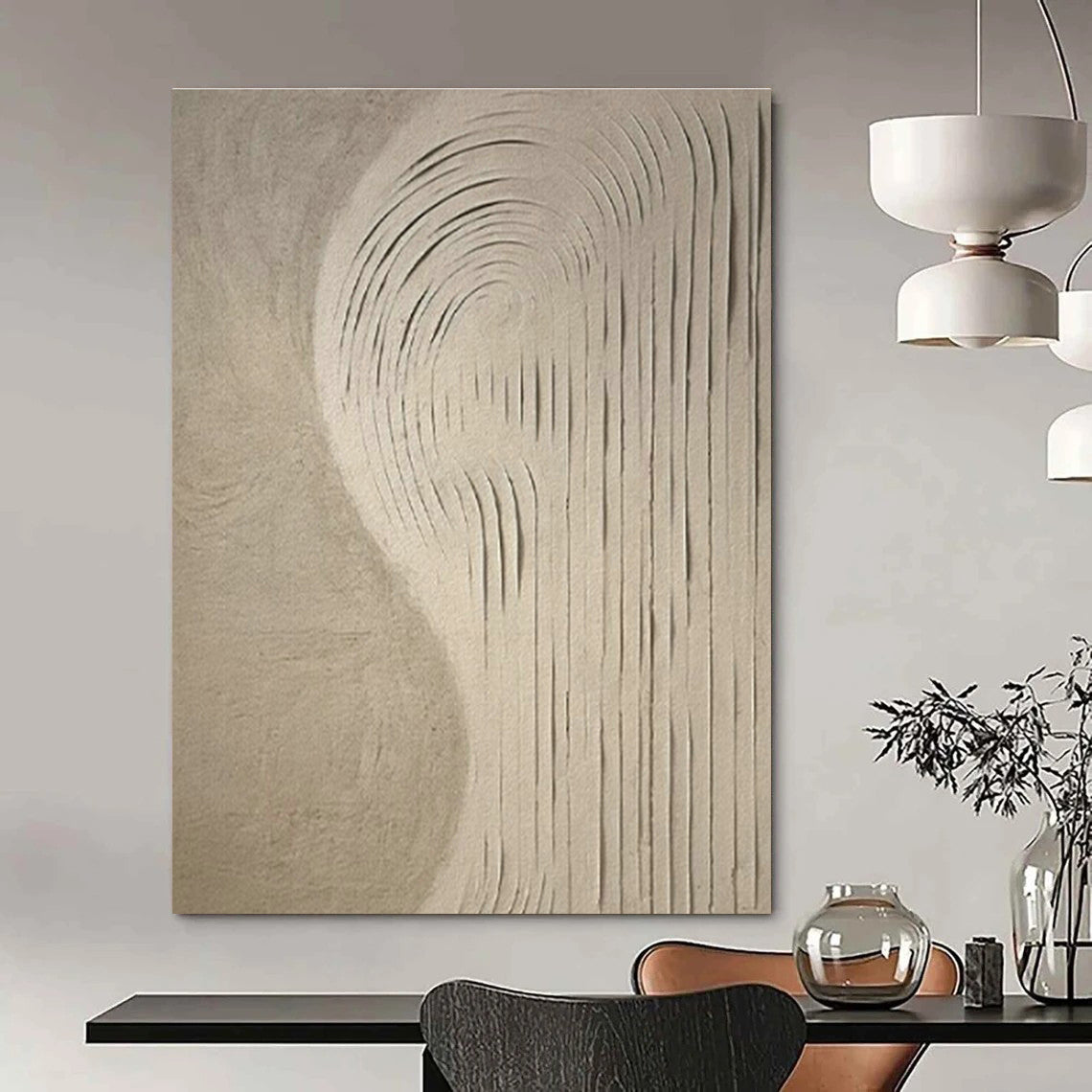 Light Brown Wavy Abstract Art for Spa Retreat & Zen - Inspired Home DLZ1855