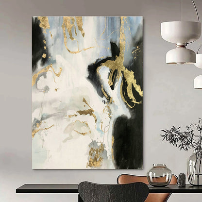 Ink - Gold Foil Abstract Art for Living Room & Foyer DLZ0553