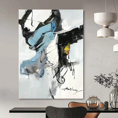 Blue - Black Abstract Art for Minimalist Home & Corporate Lobby DLZ0792