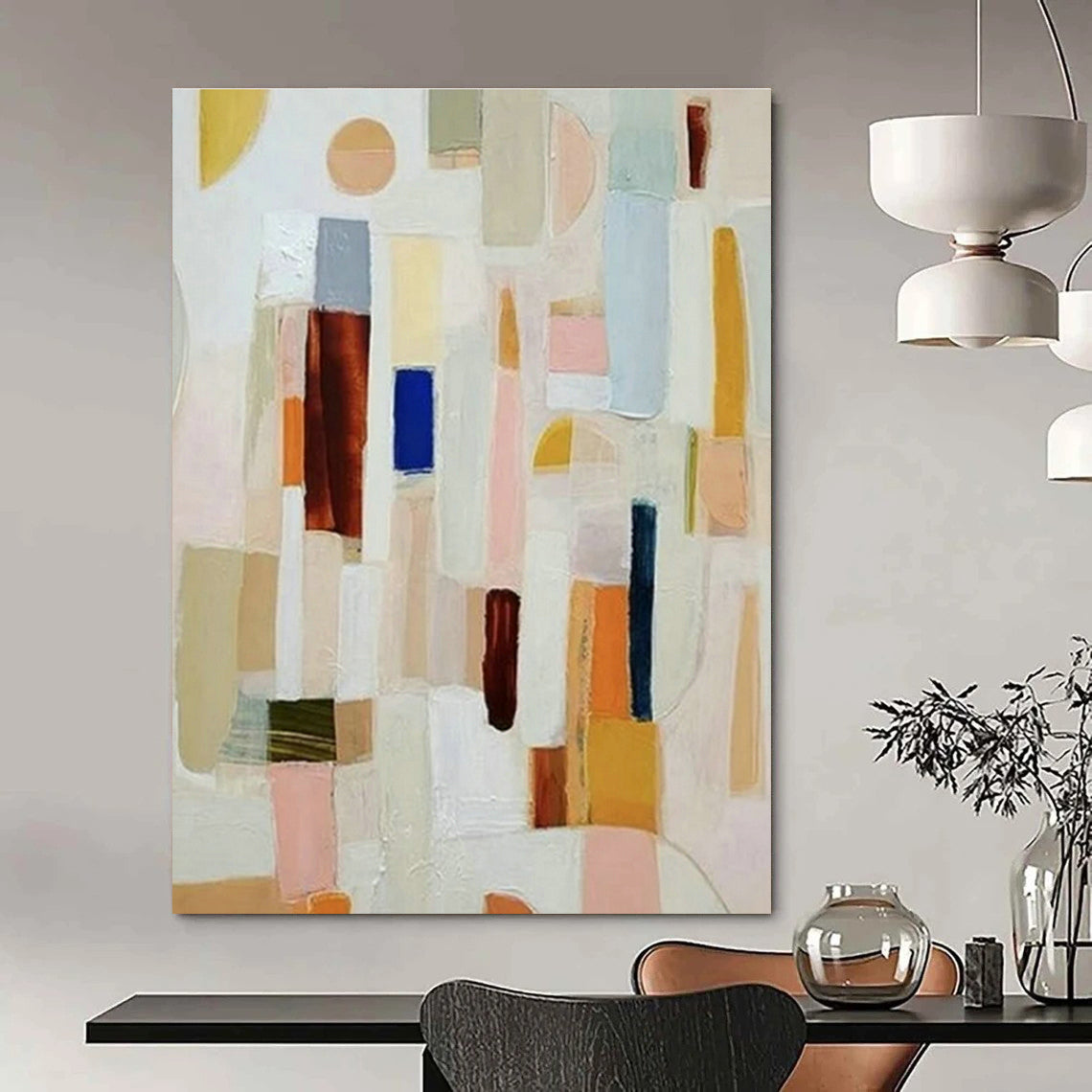 Colorful Abstract Blocks Art for Creative Coworking Space & Art - Loving Family Room DLZ1504
