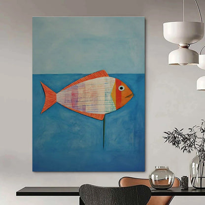 Collage Fish Art for Seaside Cottage & Children’s Playroom DLZ1763