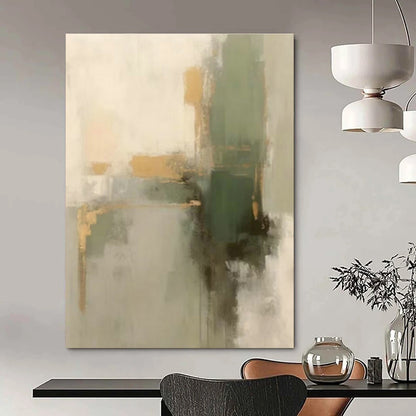 Gold - Green Abstract Art for Glamorous Dining Room & Boutique Hotel Suite DLZ0836