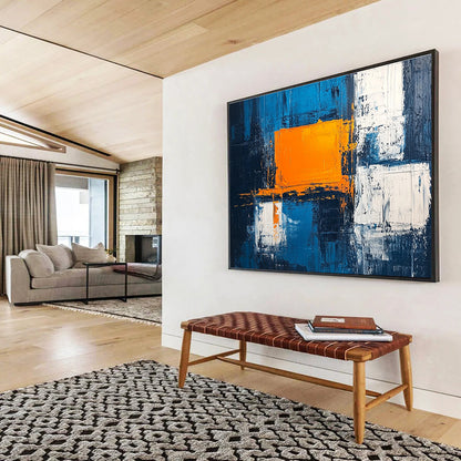 Blue - Orange Geometric Abstract Art for Contemporary Office & Art - Themed Café SC225