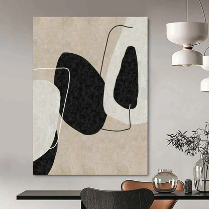 Beige - Black Geometric Abstract for Minimalist Office & Art Gallery DLZ2060