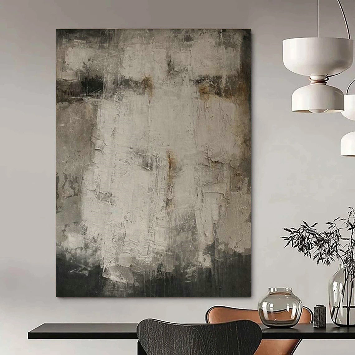 Gray - White Abstract Art for Modern Art Gallery Silent Viewing Areas DLZ0208