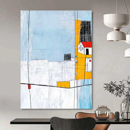 Charming Abstract Village Art for Caf茅 & Country Home STSC688