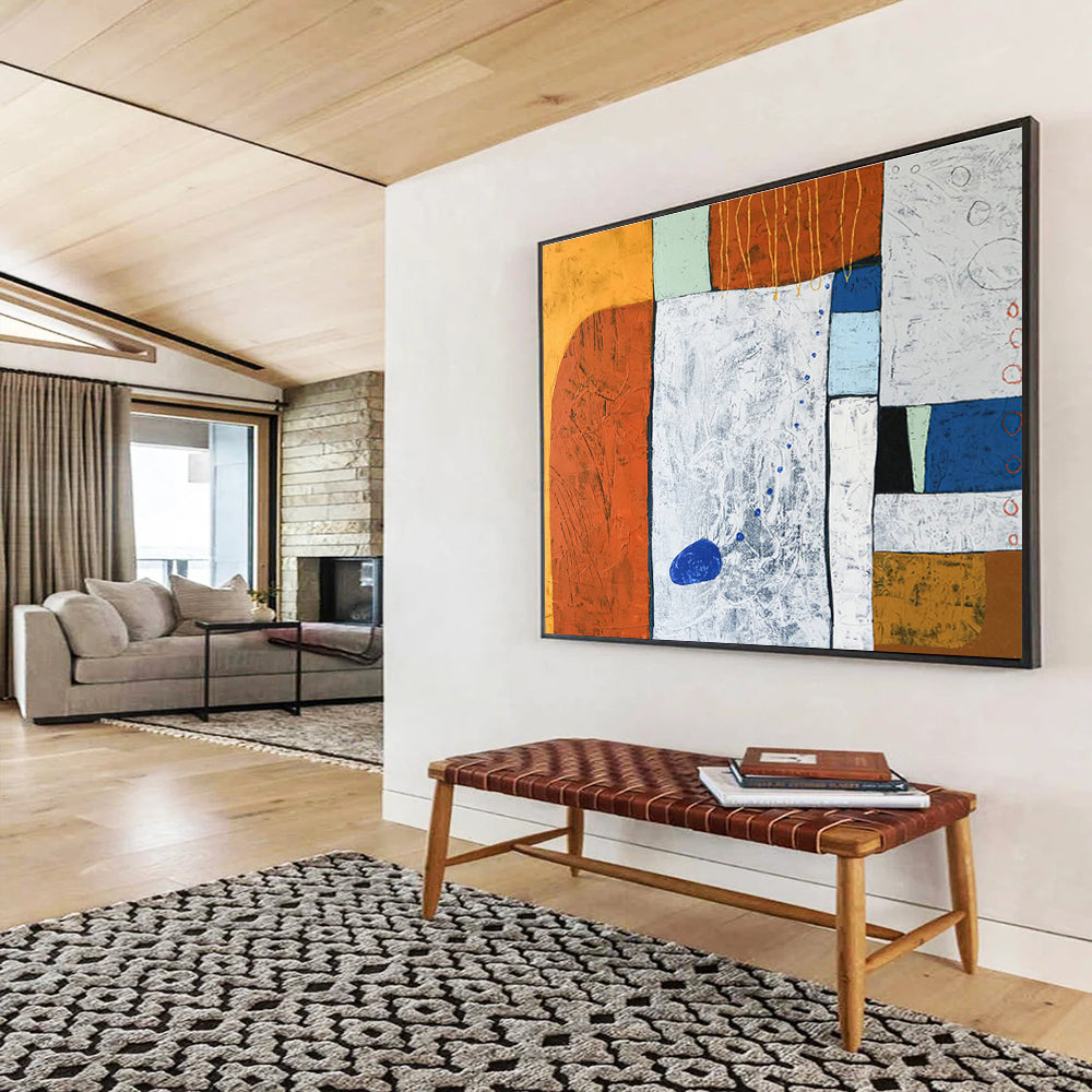 Orange - White Textured Abstract for Industrial Loft DLZ2940