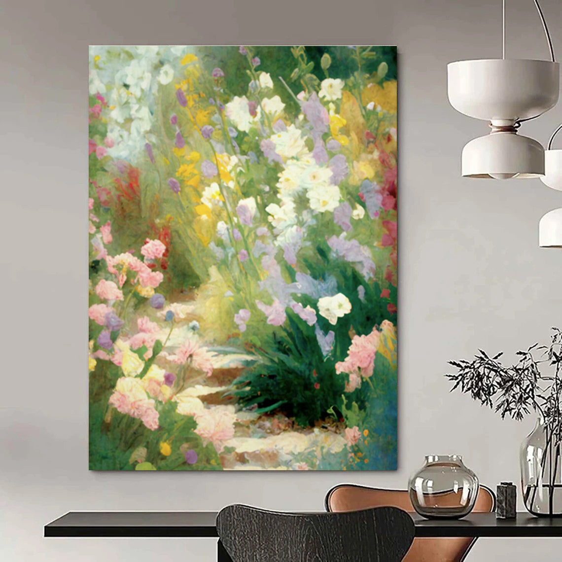 Flower - Filled Garden Landscape Art for Country Cottage & Botanical Spa DLZ1363
