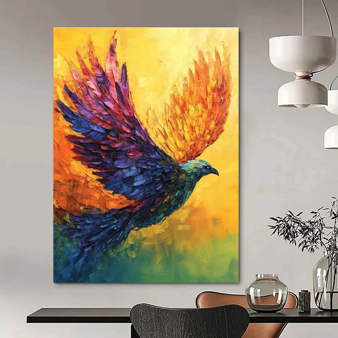 Vibrant Flying Bird Art for Nature Reserve Visitor Center & Kids’ Playroom DLZ2356
