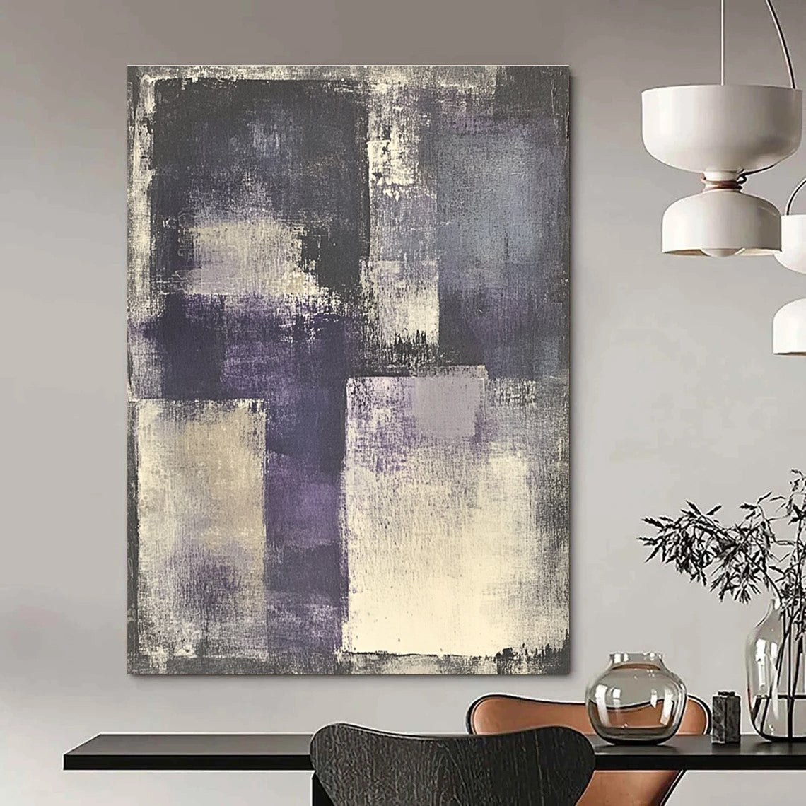 Serene Purple - Gray Blocks Art for Library & Meditation Room STSC682