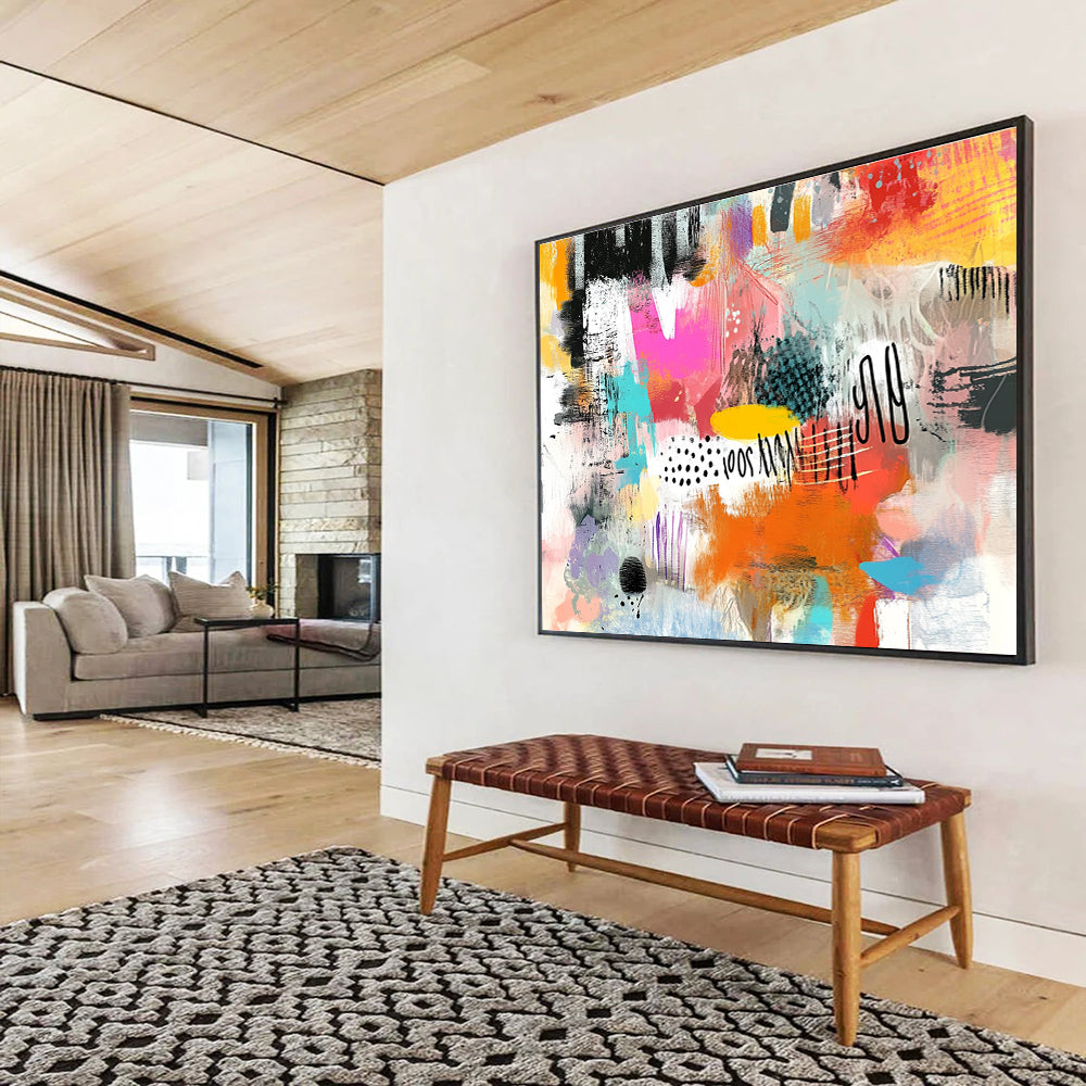Whimsical Colorful Abstract Art for Family Playroom & Bohemian - Style Café SC508