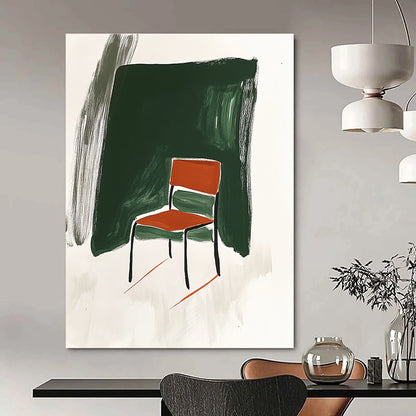 Red Chair and Green Background Art for Eclectic Home Office & Art - Themed Café Corner STSC1336