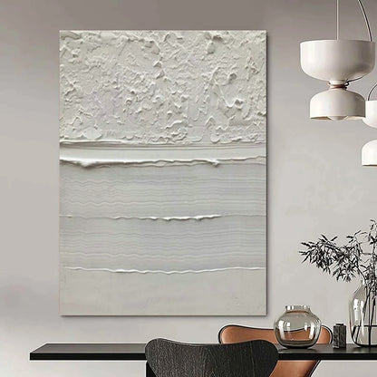 White Textured Abstract Art for Zen Meditation Space & High - End Hotel Lobby DLZ1452