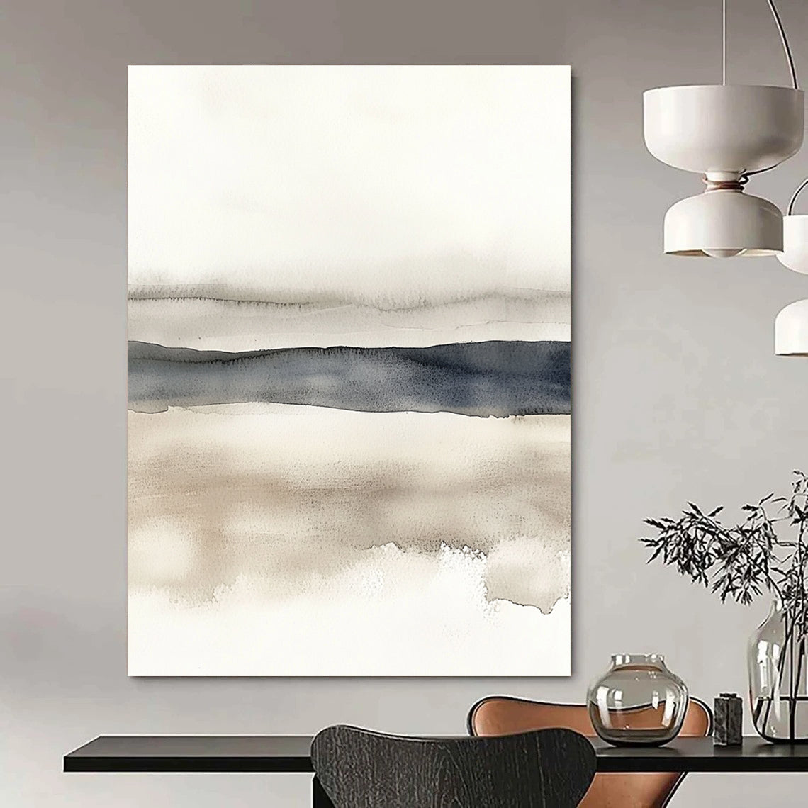 Minimalist Watercolor Stripes for Scandinavian - Style Home Office & Calming Meditation Space STSC496
