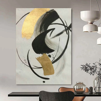 Ink - Gold Foil Abstract Art for Living Room & Study DLZ0468